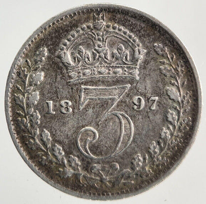 1897 Victoria Threepence Silver Coin | Very High Grade