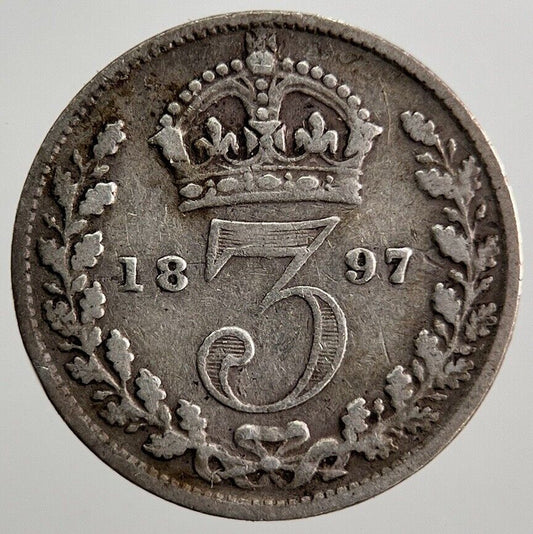 1897 Victoria Threepence Silver Coin | Fine Collectable Grade | a7213