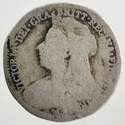 1897 Victoria Threepence Silver Coin | Worn Grade | a7259