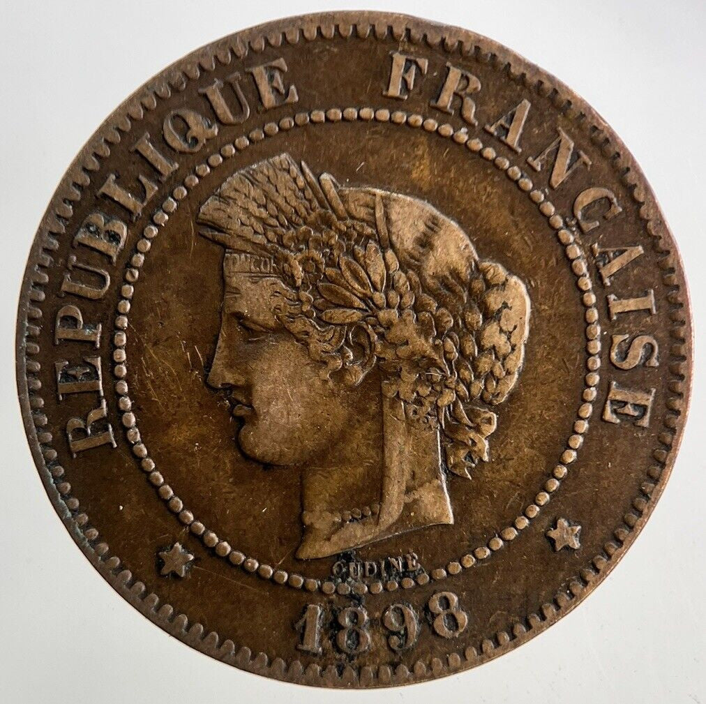 1898 France 5 Centimes Coin | Fine Collectable Grade