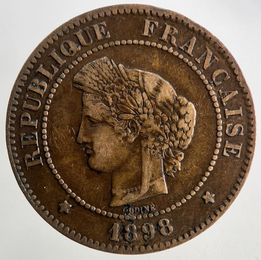 1898 France 5 Centimes Coin | Fine Collectable Grade