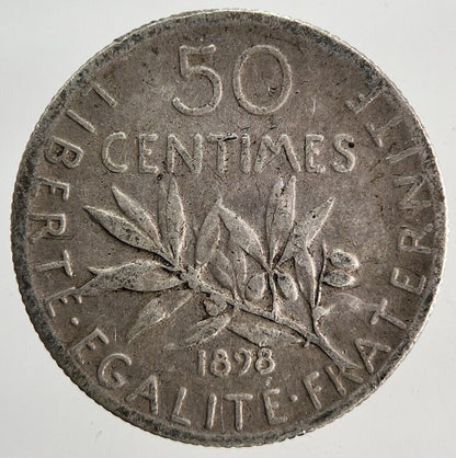 1898 France 50 Centimes Silver Coin | Fine Collectable Grade