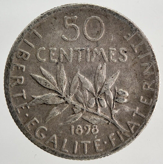 1898 France 50 Centimes Silver Coin | Fine Collectable Grade