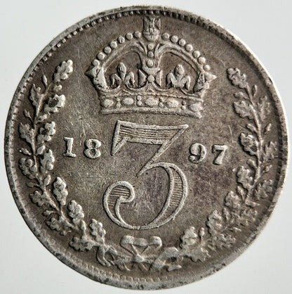 1897 Victoria Threepence Silver Coin | Fine Collectable Grade | a4048