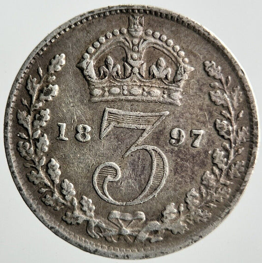 1897 Victoria Threepence Silver Coin | Fine Collectable Grade | a4048