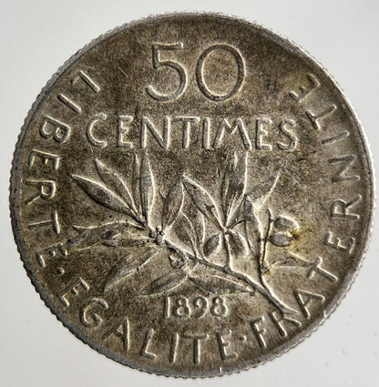 1898 France 50 Centimes Silver Coin | Fine Collectable Grade