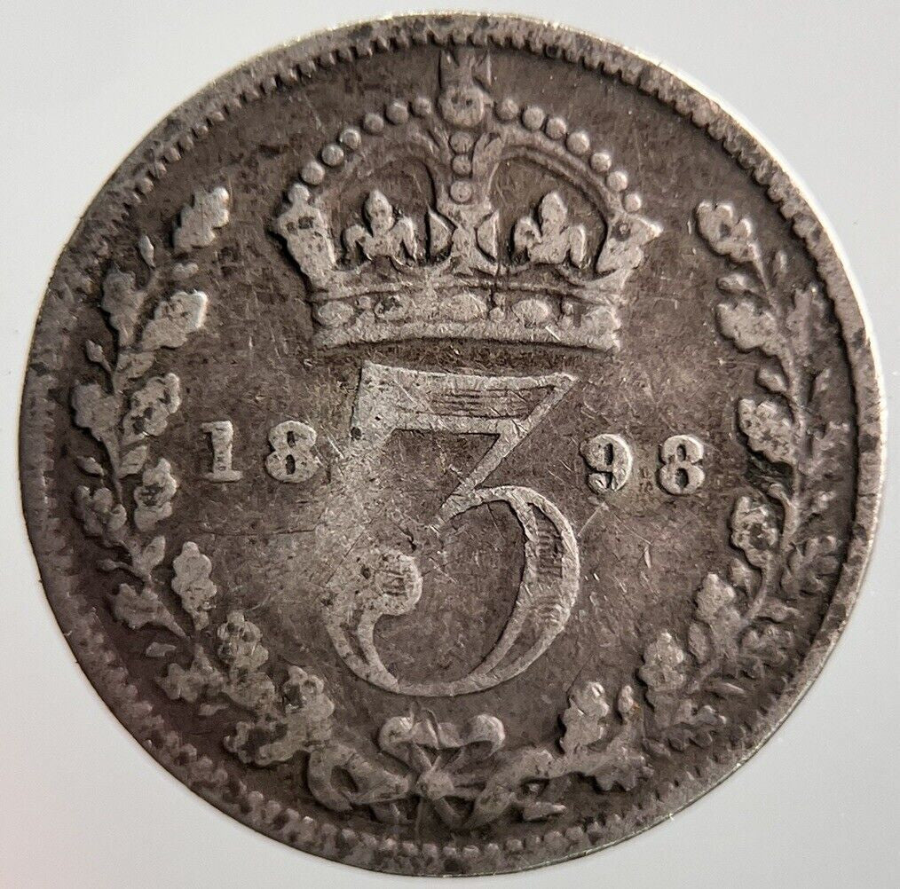 1898 Veiled Head Victoria Threepence Silver Coin | Collectable Grade | a4068