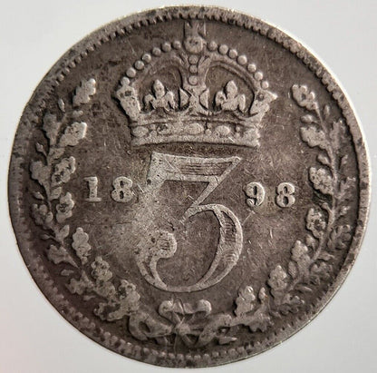 1898 Veiled Head Victoria Threepence Silver Coin | Collectable Grade | a4068