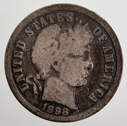 1898 US USA Barber One 1 Dime Silver Coin | Collectable Grade | a5634