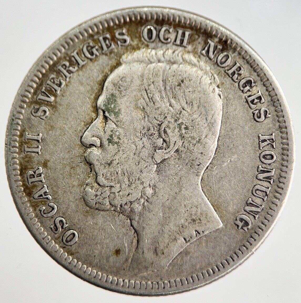 1898 Sweden 1 Krona Silver Coin | Fine Collectable Grade | a8420
