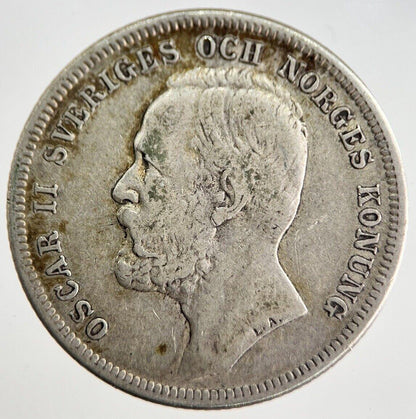 1898 Sweden 1 Krona Silver Coin | Fine Collectable Grade | a8420