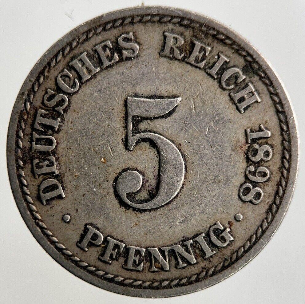 1898 Germany 5 Pfennig Coin | Fine Collectable Grade