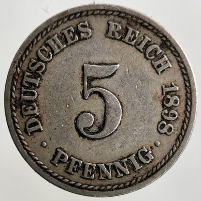 1898 Germany 5 Pfennig Coin | Fine Collectable Grade