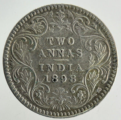 1898 India 2 Annas Silver Coin | Very High Grade