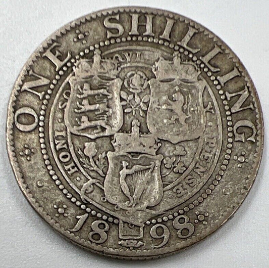 1898 Victoria Shilling | British Silver Coin | Collectable Grade | a1015
