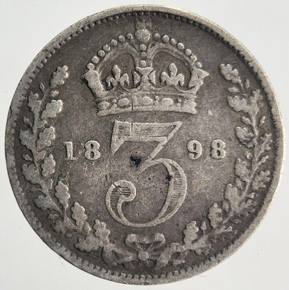 1898 Victoria Threepence | British Silver Coin | Collectable Grade | a1892