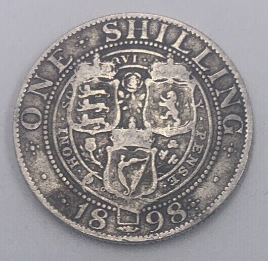 1898 Victoria One Shilling | British Silver Coin | Collectable Grade | a026
