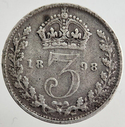 1898 Victoria Threepence Silver Coin | Fine Collectable Grade | a8189