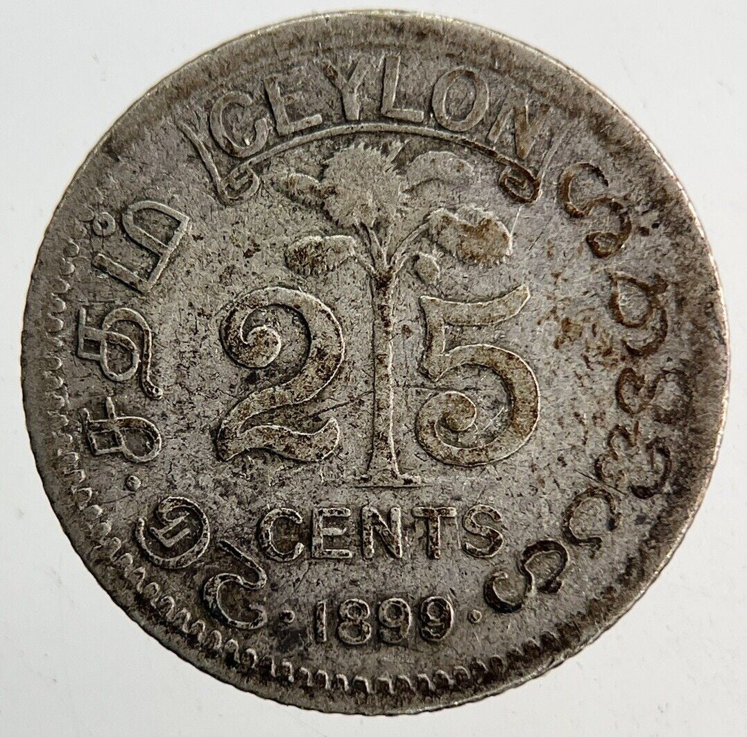 1899 Ceylon 25 Cents Silver Coin | Collectable Grade