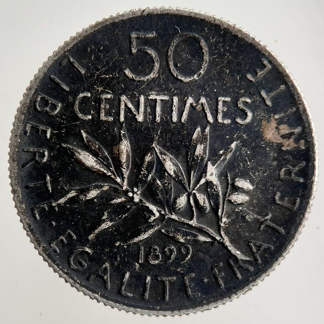 1899 France 50 Centimes Silver Coin | Fine Collectable Grade