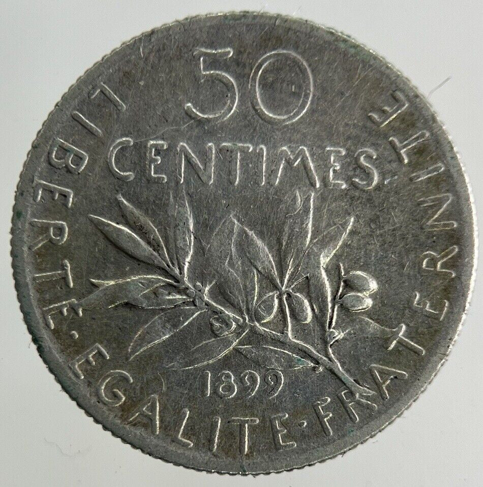 1899 France 50 Centimes Silver Coin | Fine Collectable Grade