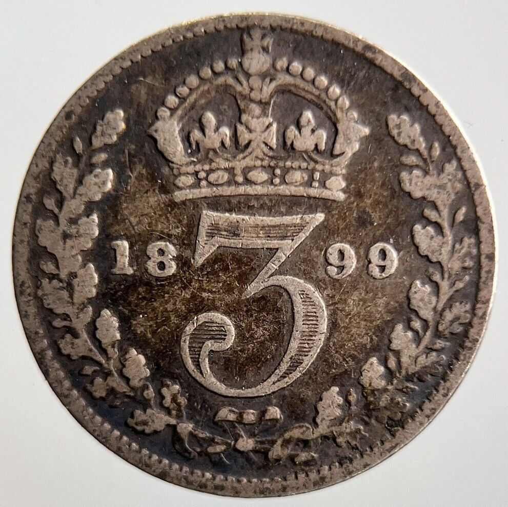 1899 Veiled Head Victoria Threepence Silver Coin | Collectable Grade | a4069