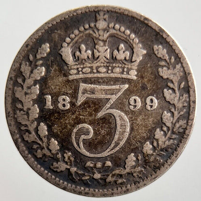 1899 Veiled Head Victoria Threepence Silver Coin | Collectable Grade | a4069