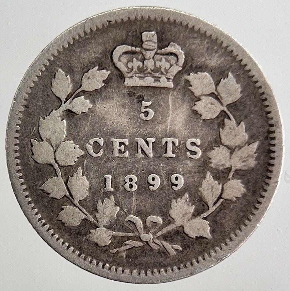 1899 Canada 5 Cents Silver Coin | Fine Collectable Grade | a8304