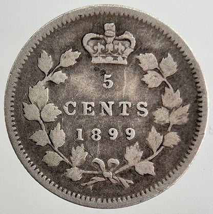 1899 Canada 5 Cents Silver Coin | Fine Collectable Grade | a8304