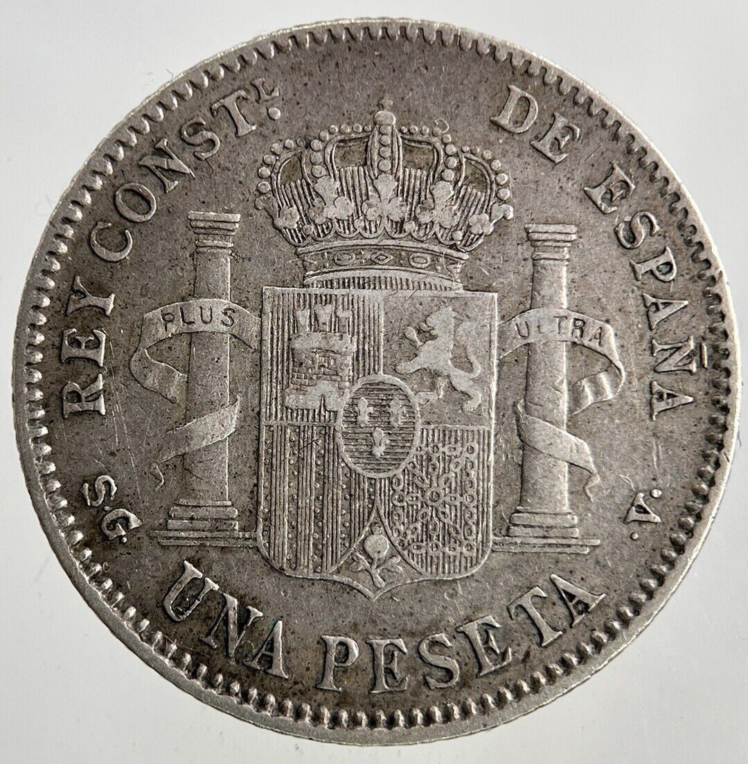 1899 Spain 1 Una Peseta Silver Coin | Fine Collectable Grade
