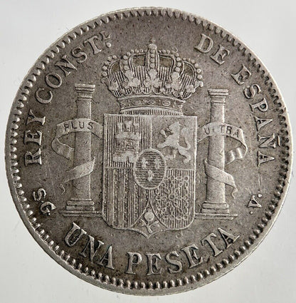 1899 Spain 1 Una Peseta Silver Coin | Fine Collectable Grade