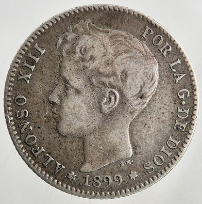 1899 Spain 1 Una Peseta Silver Coin | Fine Collectable Grade