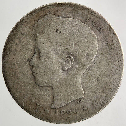 1899 Spain 1 Una Peseta Silver Coin | Fair Grade
