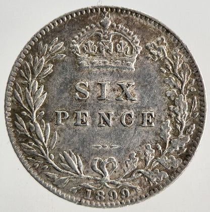 1899 Victoria Sixpence Silver Coin | Very Fine Grade | a9903