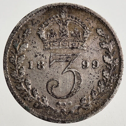 1899 Victoria Silver Threepence Coin | Very High Grade
