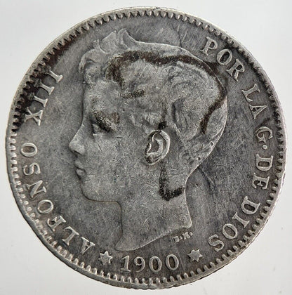 1900 Spain 50 Centavos Silver Coin | Fine Collectable Grade | a6186