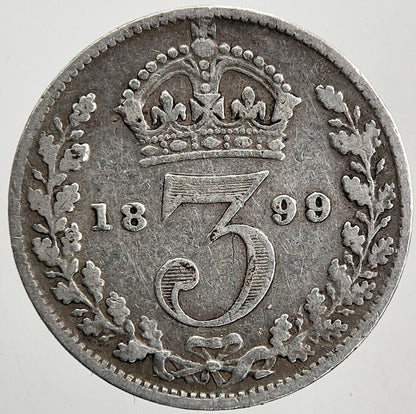1899 Victoria Threepence Silver Coin | Fine Collectable Grade | a6002