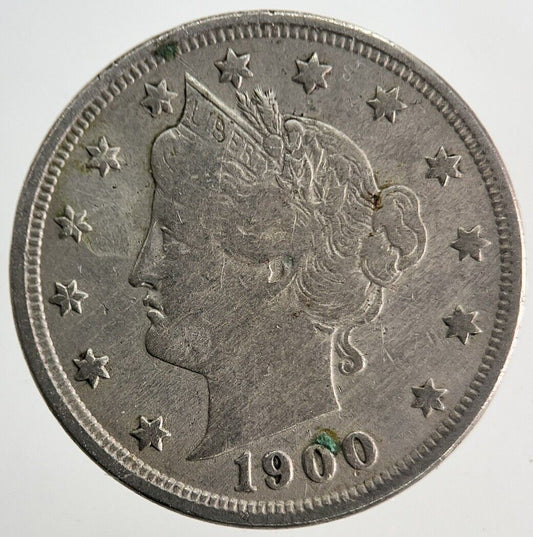 1900 US USA Liberty V 5 Cents Nickel Coin | Fine Collectable Grade | a6273