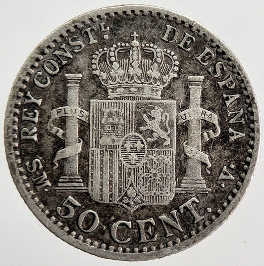 1900 Spain 50 Cent Silver Coin | Fine Collectable Grade | a6191