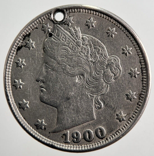1900 US USA Nickel V 5 Cent Coin | Fine Collectable Grade