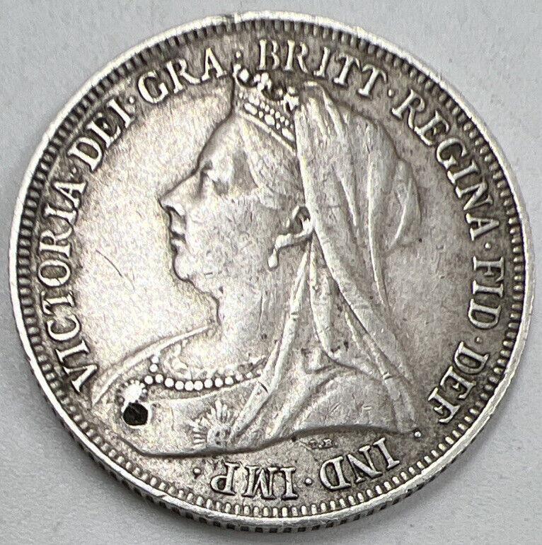 1900 Victoria Shilling | British Silver Coin | Fine Collectable Grade | a997