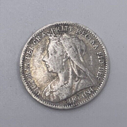 1900 Victoria Threepence | British Silver Coin | Fine Collectable Grade | a66