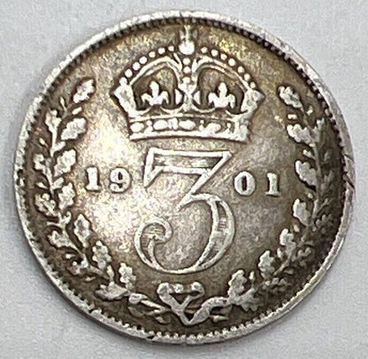 1901 Threepence | British Victoria Silver Coin | Collectable Grade | a118