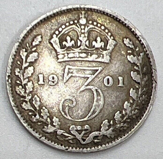 1901 Threepence | British Victoria Silver Coin | Collectable Grade | a118