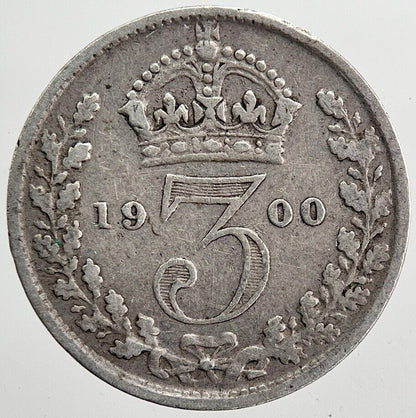 1900 Victoria Threepence Silver Coin | Fine Collectable Grade | a6000