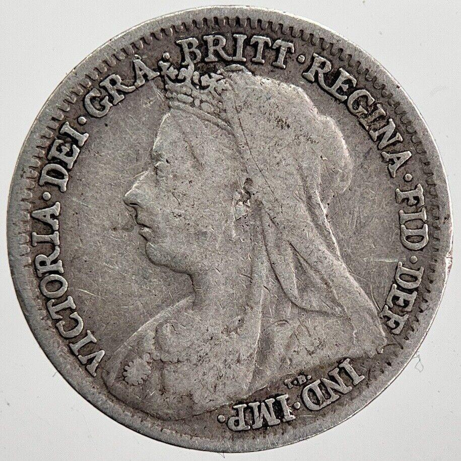 1900 Victoria Threepence Silver Coin | Fine Collectable Grade | a6000