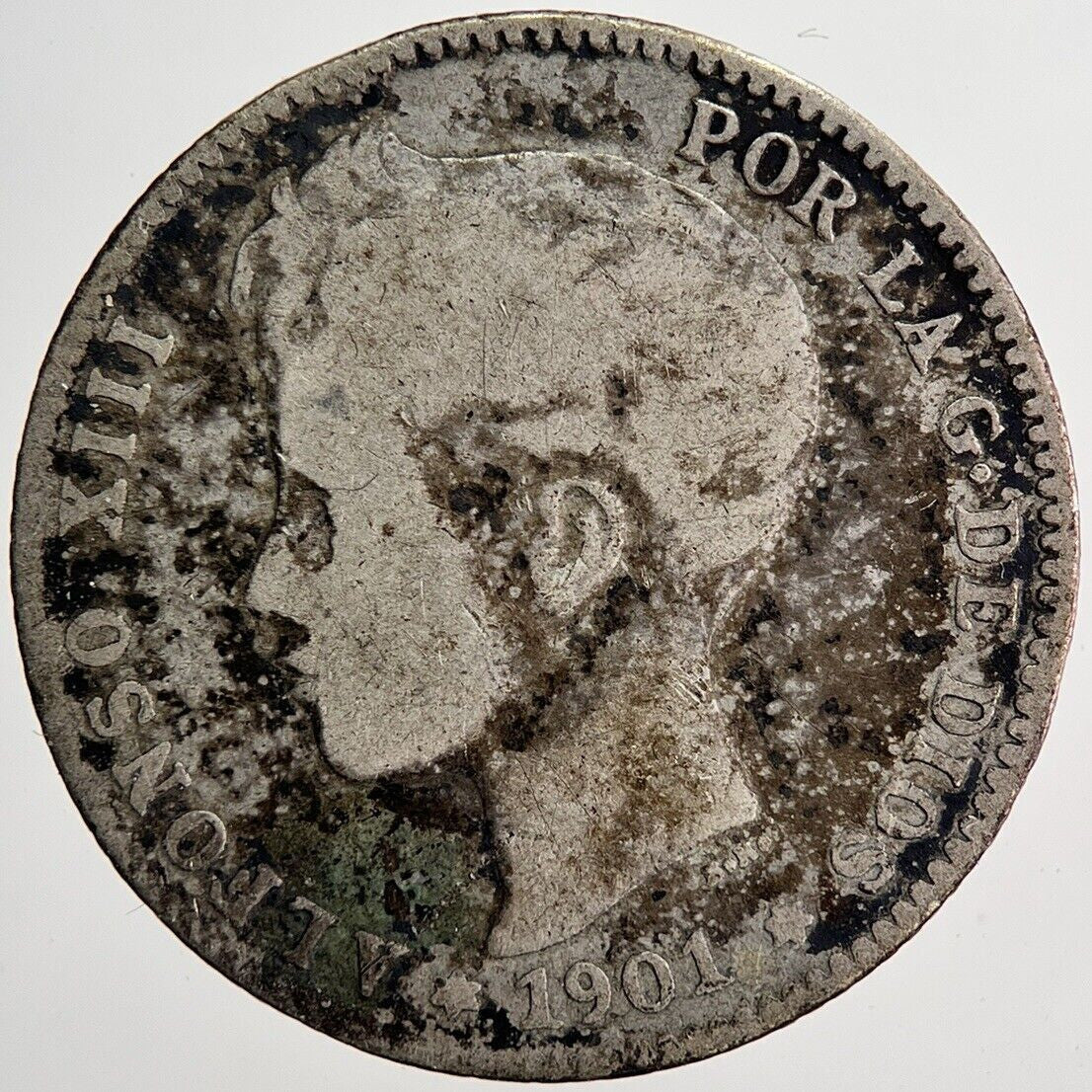 1901 Spain 50 Centavos Silver Coin | Collectable Grade | a6246