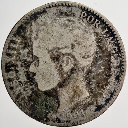 1901 Spain 50 Centavos Silver Coin | Collectable Grade | a6246
