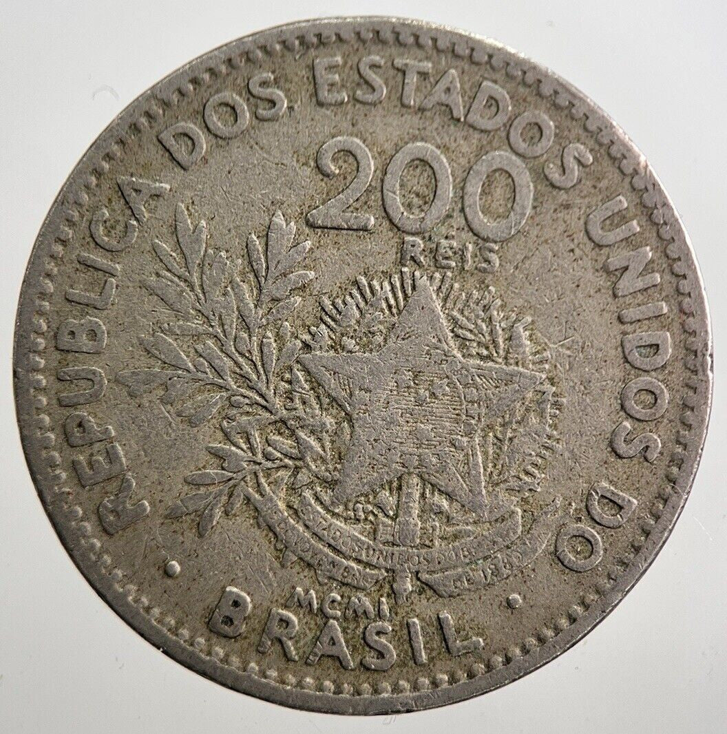 1901 Brazil 200 Reis Coin | Collectable Grade | a7888