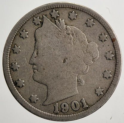 1901 US USA Liberty V 5 Cents Nickel Coin | Collectable Grade | a5004